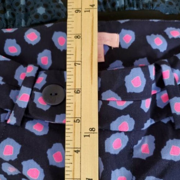Lilly Pulitzer printed luxury capris Spotted Ankle Pants Zip navy pink Sz 0 flat - Picture 10 of 11